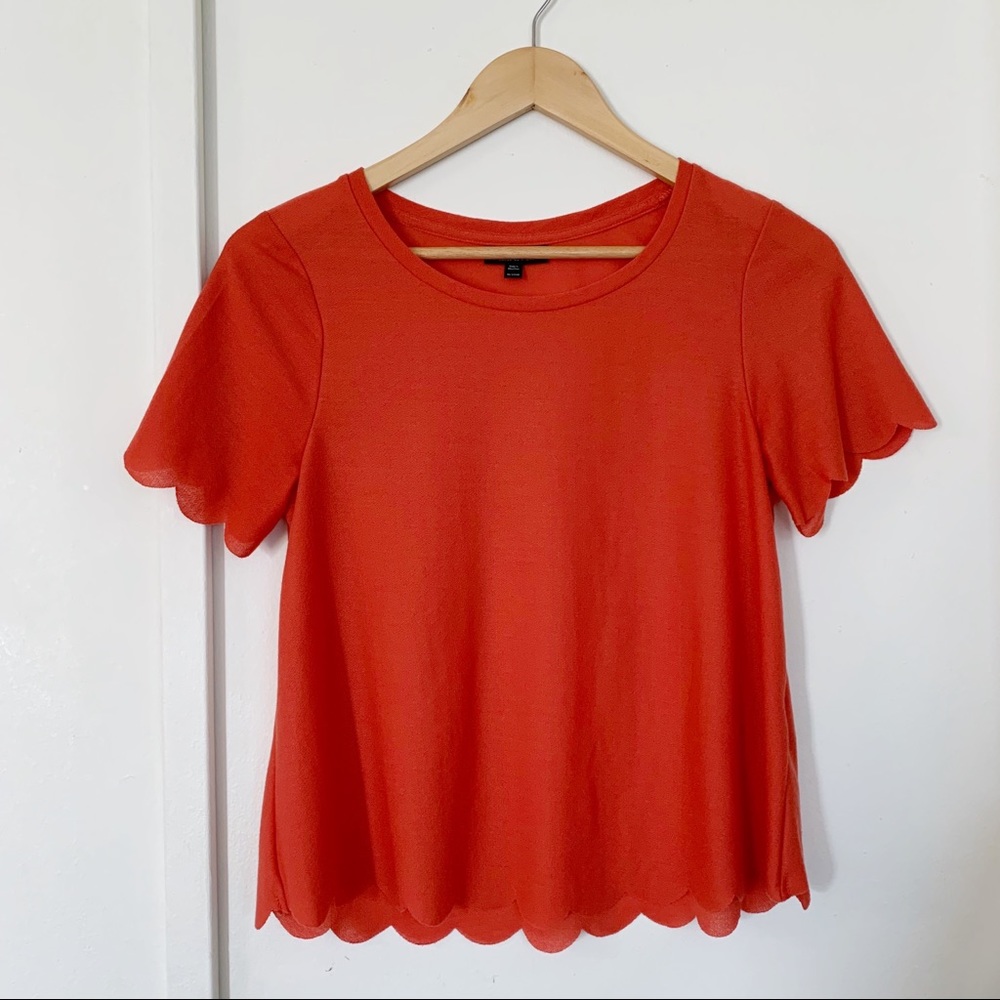 Topshop scallop hem red orange tee